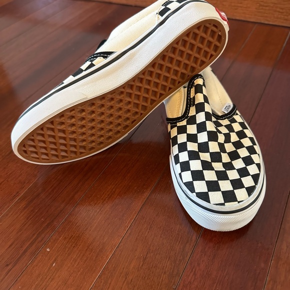 Vans Kids Checkerboard Slip-On Shoes - Black and White - Picture 2 of 2